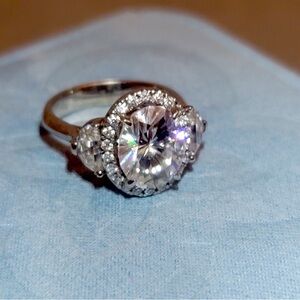 SOLD- 3ct Oval Halo 14k WG Ring (size:5) **make offer